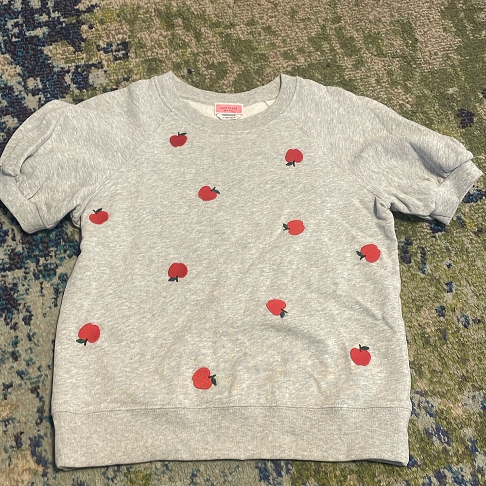 Kate Spade Apple embroidery short sleeve sweatshirt size S small